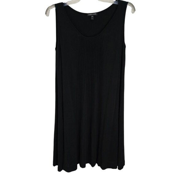 Eileen Fisher Dresses & Skirts - Eileen Fisher Womens Black Pleated Front Sleeveless Silk Dress Scoop Neck Size L